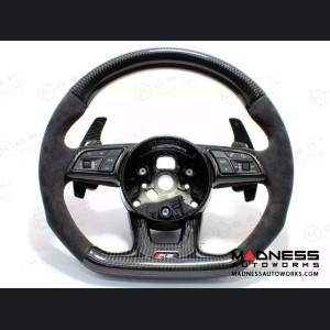 Audi RS4 Steering Wheel Paddle Shifters - Carbon Fiber w/ Red Candy Accent
