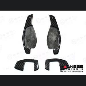 Audi RS4 Steering Wheel Paddle Shifters - Carbon Fiber w/ Red Candy Accent