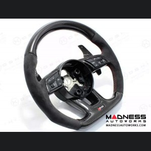 Audi RS3 Steering Wheel Upper Part - Carbon Fiber w/ White Stripe