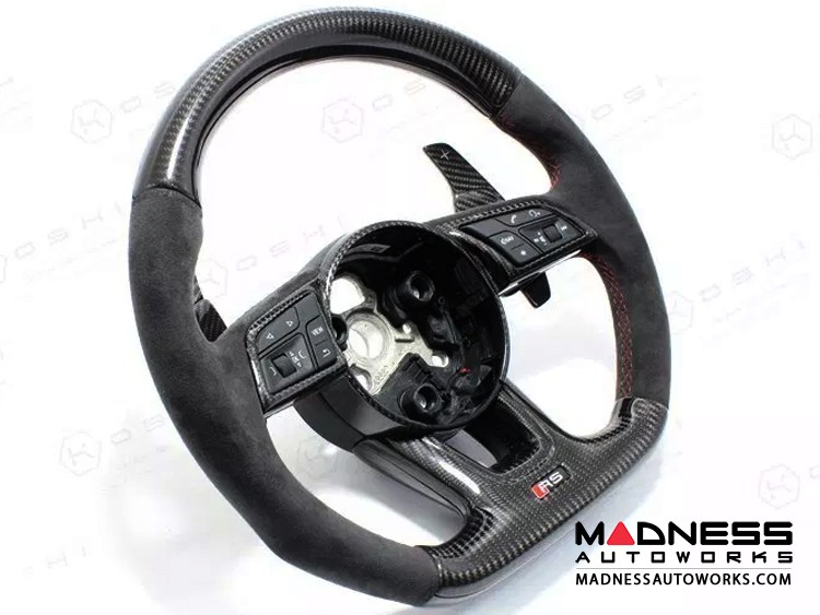 Audi RS3 Steering Wheel Upper Part - Carbon Fiber w/ White Stripe