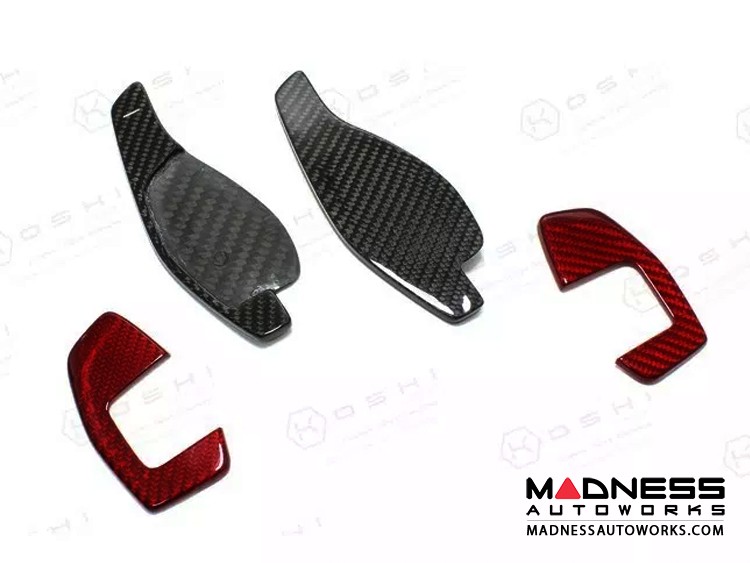 Audi RS3 Steering Wheel Paddle Shifters - Carbon Fiber w/ Red Candy Accent