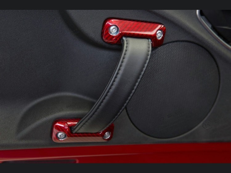 Alfa Romeo 4C Interior Door Handle Trim Set - Carbon Fiber - Red Candy