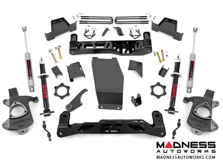 Chevy Silverado 1500 4WD Suspension Lift Kit w/ Lifted Struts - 7" Lift - Aluminum & Stamped Control Arms