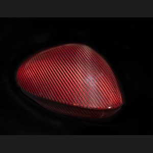 Alfa Romeo Giulia Mirror Covers - Carbon Fiber - Full Replacements - Feroce Carbon - w/ Factory Clips - Red Carbon