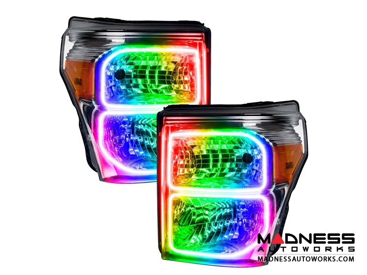 Ford F-250 ORACLE Lighting Dynamic ColorSHIFT Halo Kit - Square Ring Design