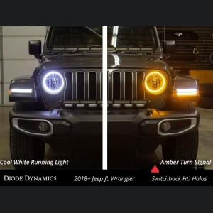 Jeep Wrangler JL HD LED Halos - Switchback Cool White & Amber - Pair
