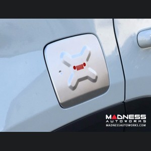 Jeep Renegade Fuel Door Cover - Silver & Red