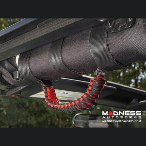 Jeep Wrangler JK Para cord Grab Handles - Red on Black - Pair