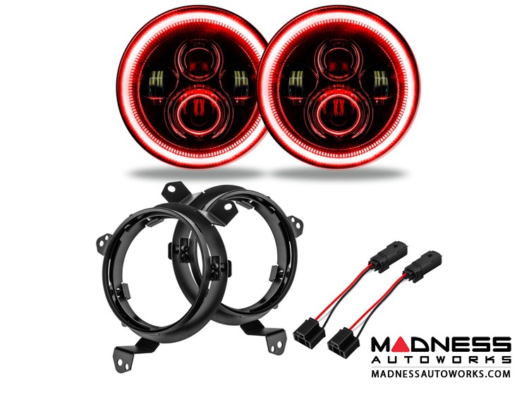 Jeep Wrangler JL High Powered LED Lights - Red - Pair - 7"