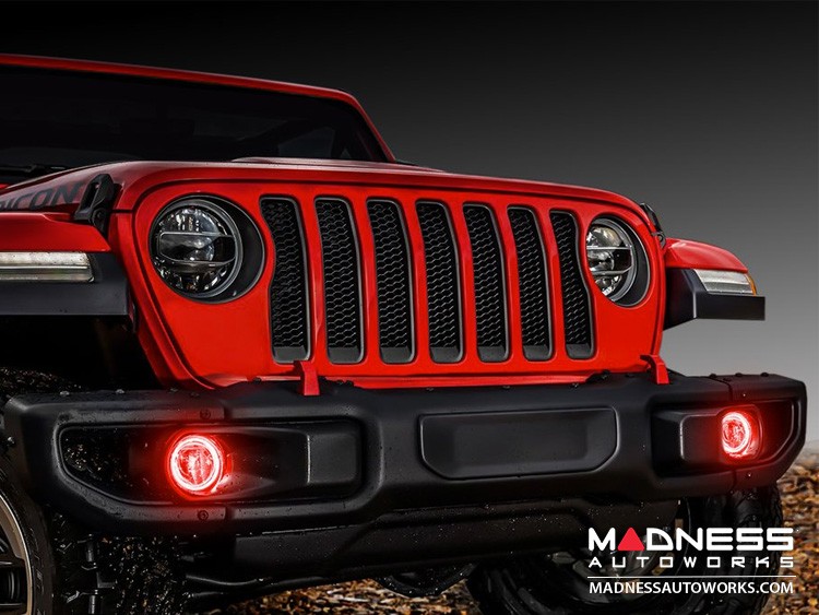 Jeep Wrangler JK Surface Mount Fog Light Halo Kit - Red LED