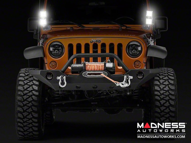 Jeep Wrangler JK Square Dual Beam LED Lights w/A-Pillar Mounting Brackets - 3"
