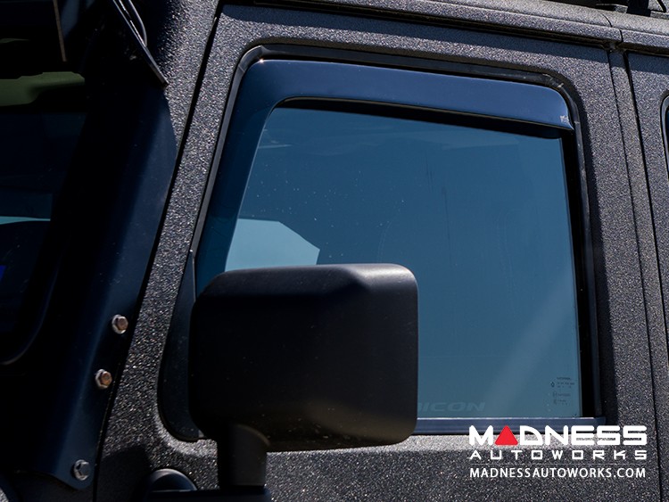 Jeep Wrangler JK Side Window Air Deflectors Front + Rear - Full Size (4pc  set)