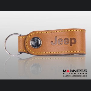 Jeep Keychain - Leather Band - Brown