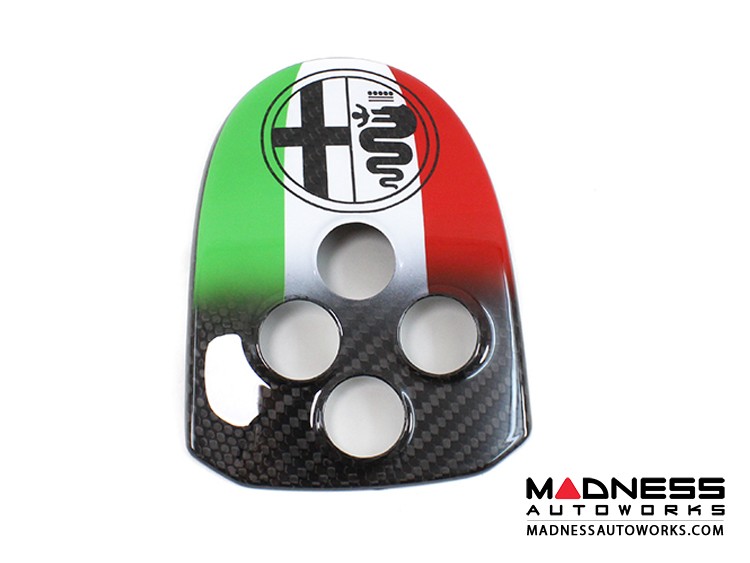 Alfa Romeo 4C Central MTA Control Cover - Carbon Fiber - Italian Theme + Alfa Romeo Badge - V1