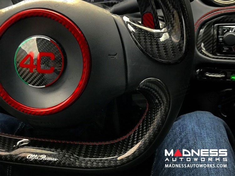 Alfa Romeo 4C Steering Wheel Trim - Carbon Fiber - Side Cover Set - Yellow Candy