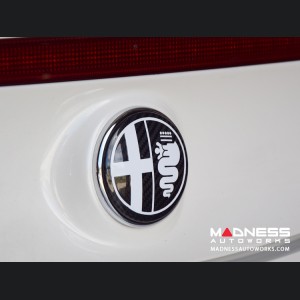 Alfa Romeo 4C Carbon Fiber Badge Cover Kit - Alfa Romeo Logo in White