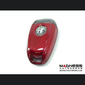 Alfa Romeo Tonale Key Fob Cover  - Carbon Fiber - Red Candy Main/ Black Accents