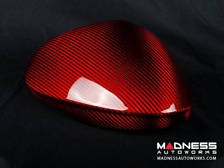 Alfa Romeo Giulia Mirror Covers - Carbon Fiber - Full Replacements - Red Candy