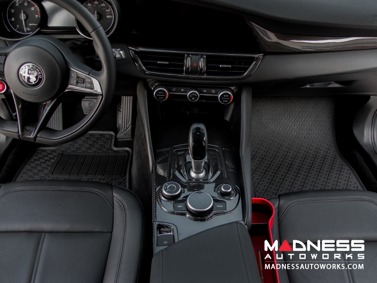 WeatherTech FloorLiner For 2018-2025 Alfa Romeo Stelvio – 1st & 2nd Row, Black TPO – 3-Piece Set