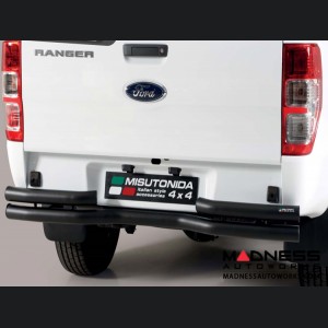 Ford Ranger Double Bended Rear Bumper Protector - 63mm - Black Powdercoat