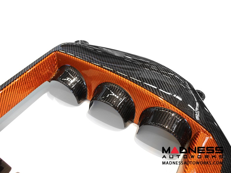 Nissan GT-R Engine Cover in Carbon Fiber w/ Orange Accents