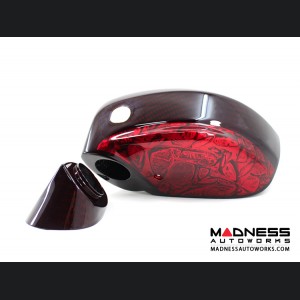 Nissan GT-R R35 Mirror Covers in Carbon Fiber - Red Candy w/ Airbrushed Design
