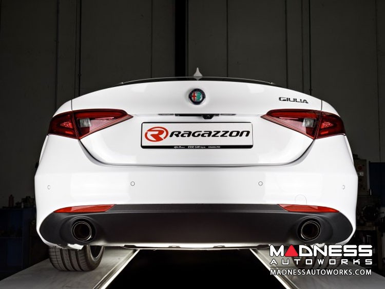 Alfa Romeo Giulia Performance Exhaust - 2.0L - Ragazzon - Axle Back - Muffled - w/ Carbon Fiber Tips