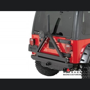 Jeep Wrangler JK SRC Classic Bumper w/ D-Rings & Hitch w/ Tire Carrier - Rear - Black Textured