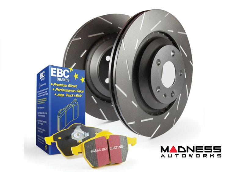 Jeep Renegade Brake Pads + Rotors - Front - USR Slotted Rotors + Yellowstuff Brake Pads 