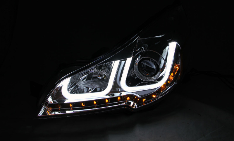 Subaru Outback Projector Headlights - ANZO - w/ U-Bar - Black - `10-`14