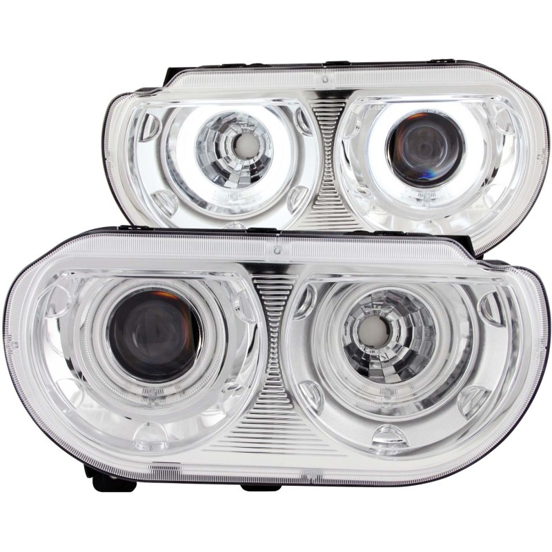 Dodge Challenger Projector Headlights - ANZO - w/Halo, Clear Lens, CCFL - Chrome Housing - `08-`14