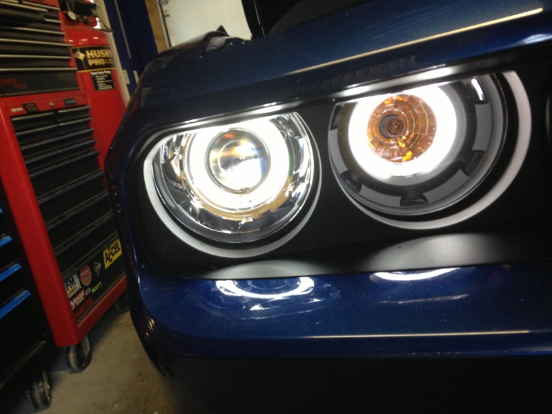 Dodge Challenger Projector Headlights - ANZO - CCFL, Halo, Clear Lens, Black Housing, Pair - Black - `08-`14
