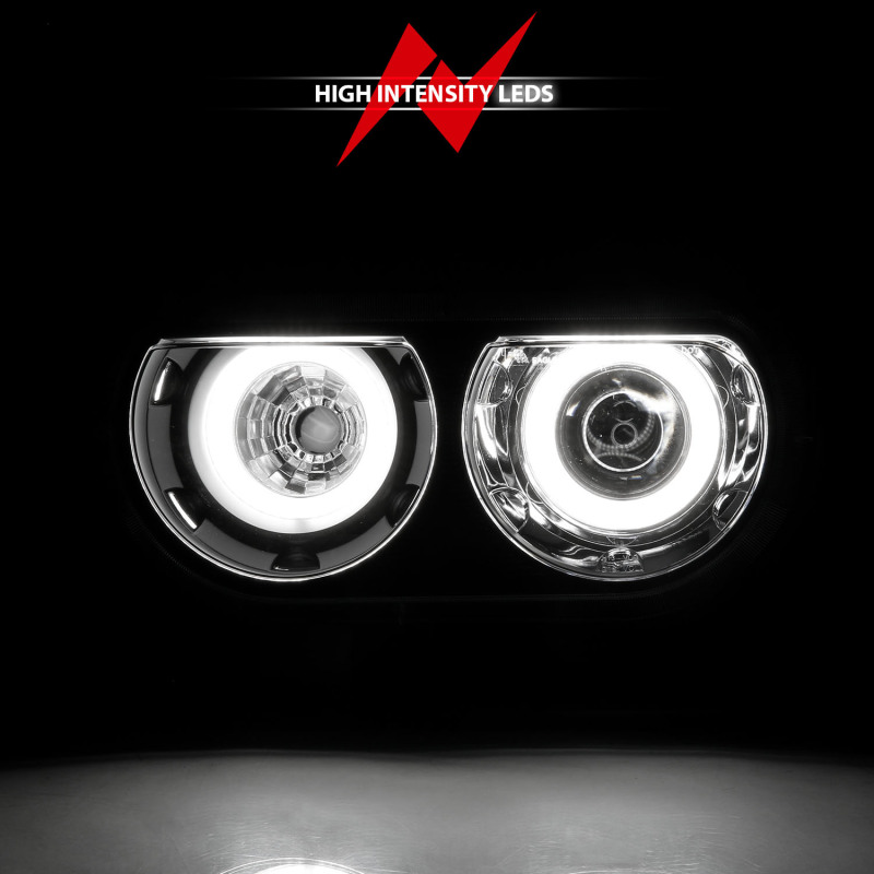 Dodge Challenger Projector Headlights - ANZO - CCFL, Halo, Clear Lens, Black Housing, Pair - Black - `08-`14