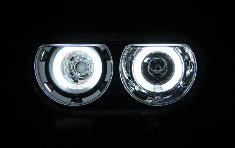 Dodge Challenger Projector Headlights - ANZO - CCFL, Halo, Clear Lens, Black Housing, Pair - Black - `08-`14