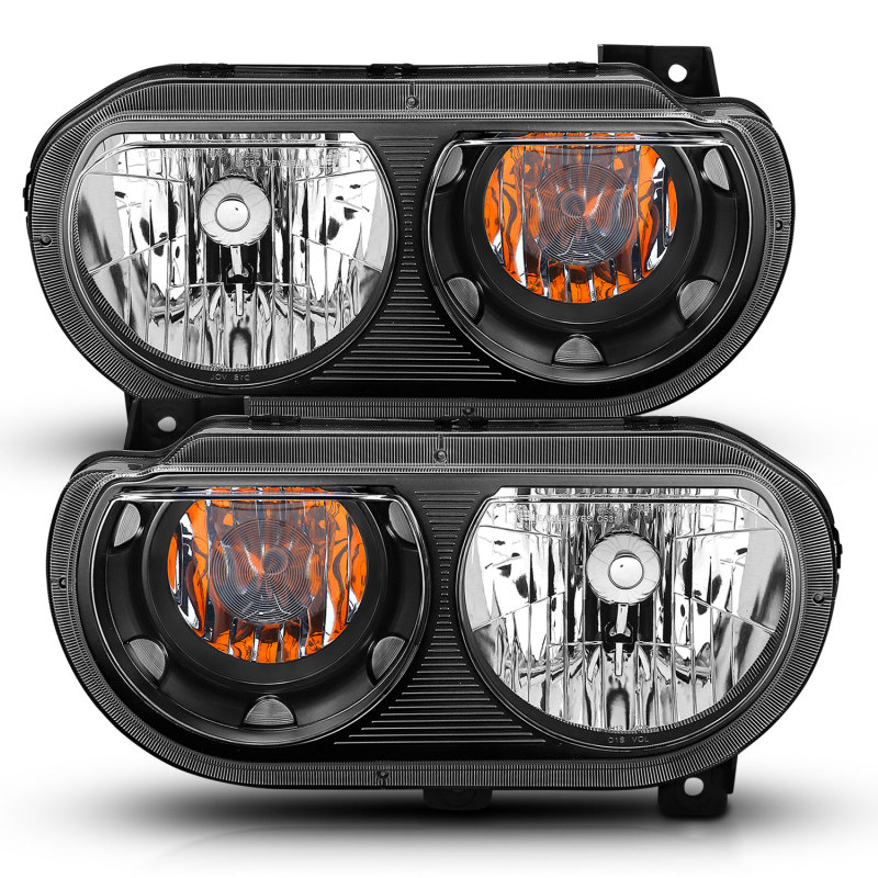 Dodge Challenger Headlights - ANZO - Crystal - Black - `08-`14