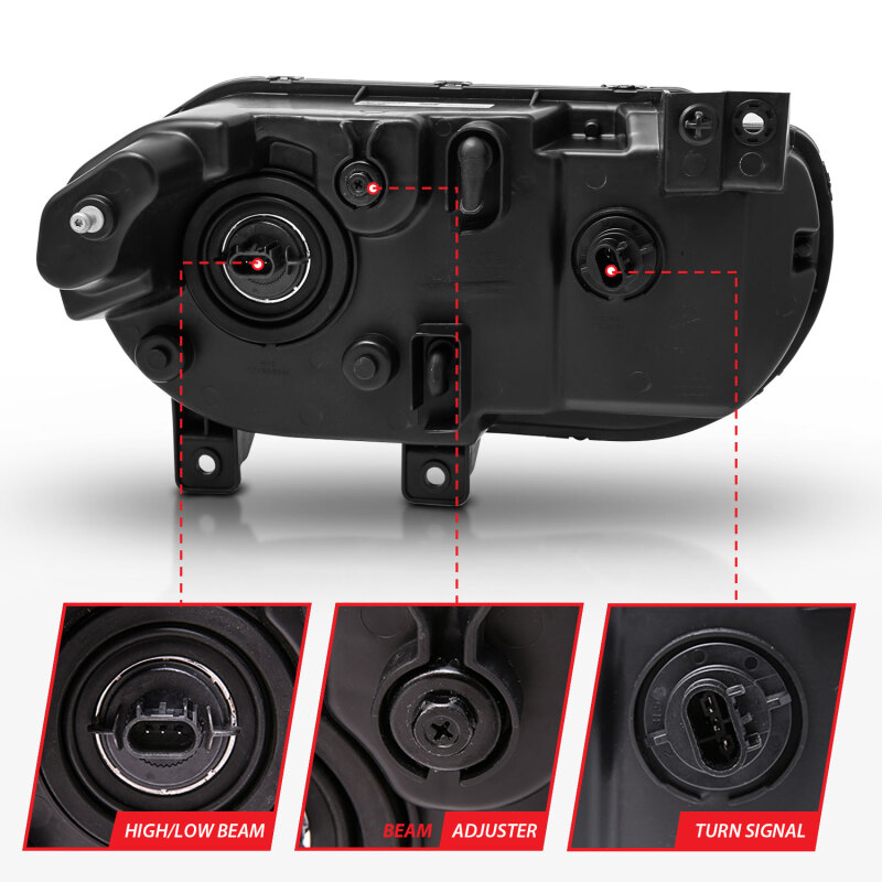 Dodge Challenger Headlights - ANZO - Crystal - Black - `08-`14