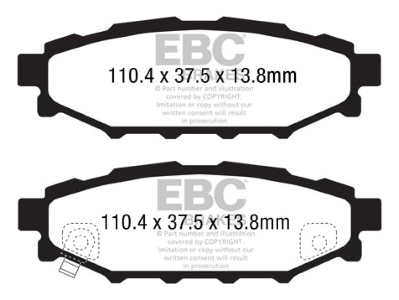 Subaru BRZ Brake Pads - Rear - EBC - Yellowstuff - 2012