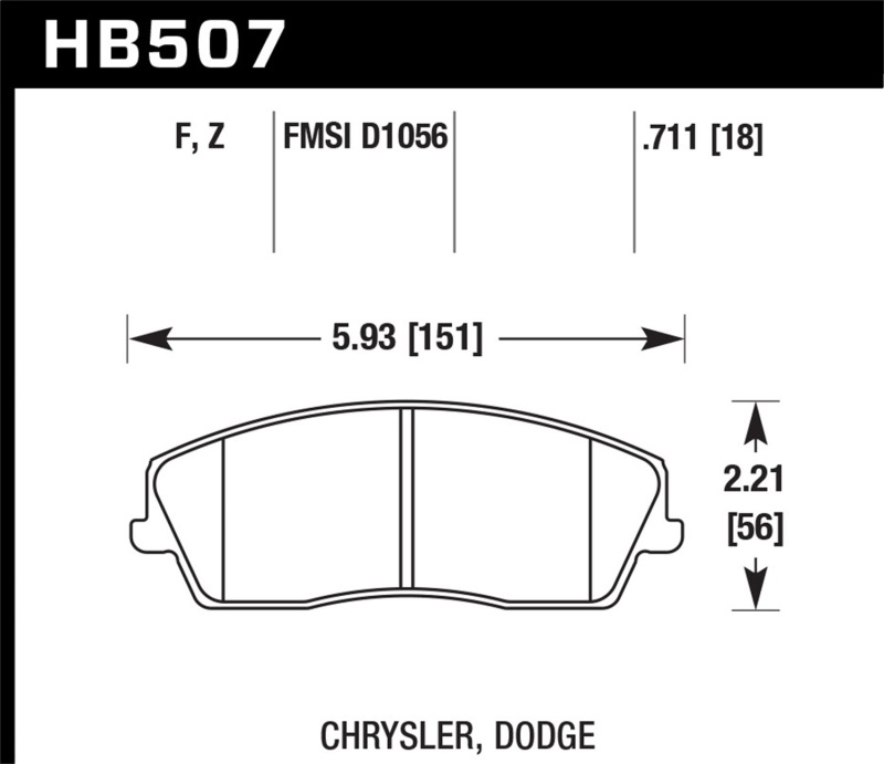 Dodge Charger SE Brake Pads - Front - Hawk Performance - HPS Performance Street Compound - `06-`10