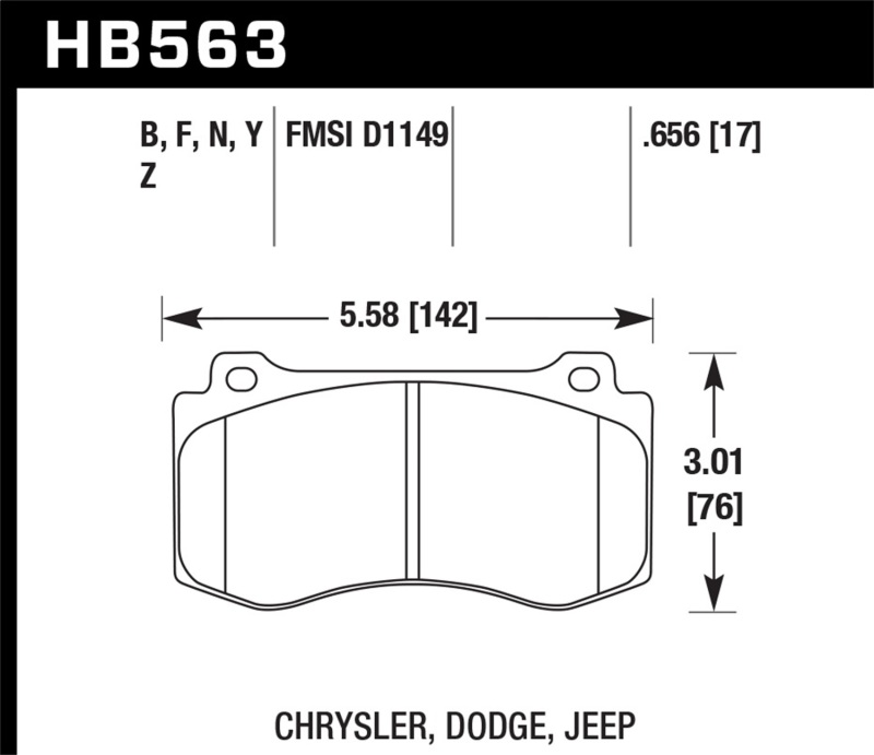 Chrysler 300 C SRT8 Brake Pad Set - Hawk Performance - Performance Ceramic - `05-`07