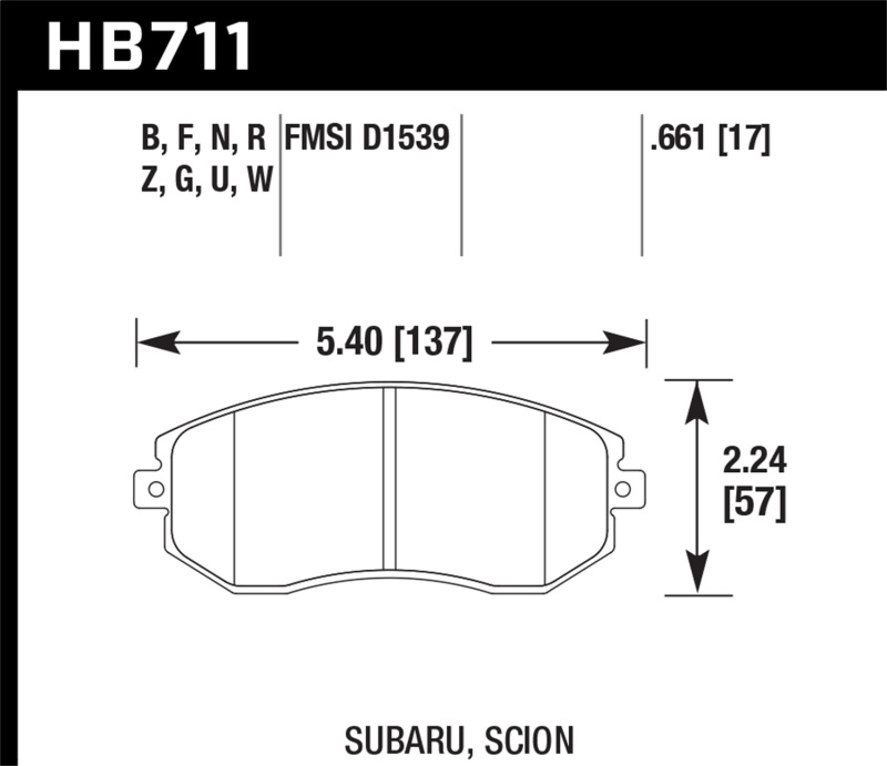 Subaru BRZ Brake Pads - Front - Hawk Performance - HPS 5.0 - `13-`14
