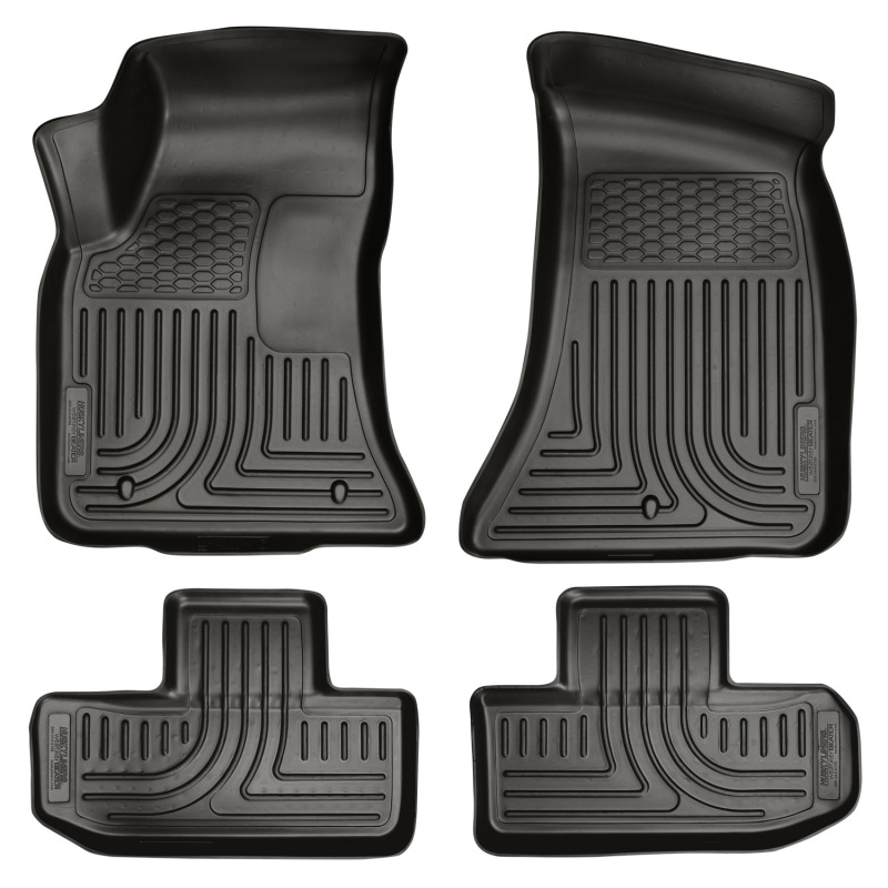 Dodge Challenger Floor Liners - Front + Rear - Husky Liners - WeatherBeater Combo - Black - `11-`12