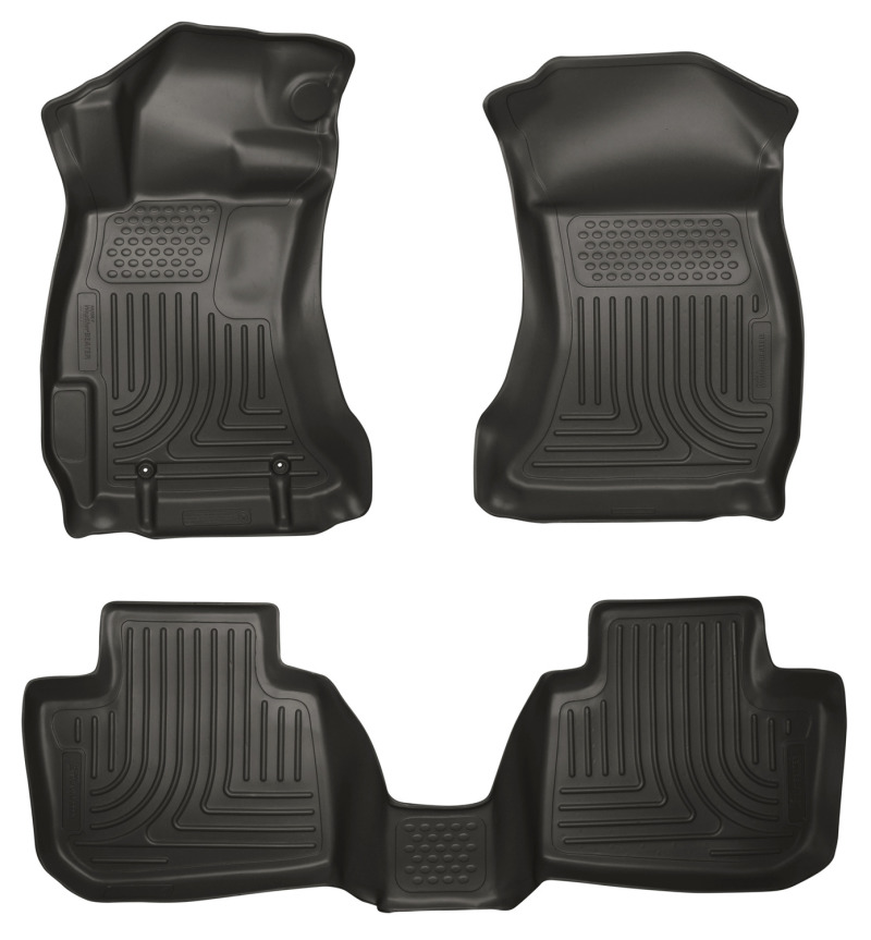 Subaru Legacy Floor Liners - Front + 2nd Seat - Husky Liners - WeatherBeater - Black - `10-`12