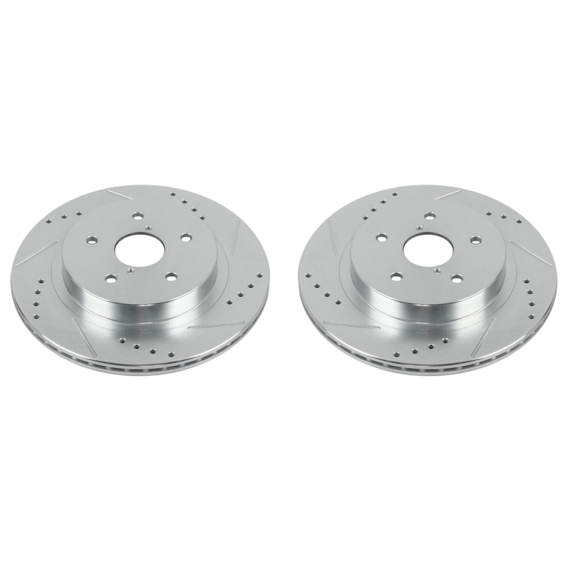 Subaru WRX Brake Rotors (2) - Rear - PowerStop - Evolution Drilled & Slotted - Silver - `16-`19