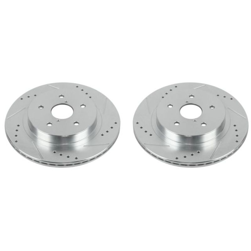 Subaru WRX Brake Rotors (2) - Rear - PowerStop - Evolution Drilled & Slotted - Silver - `16-`19