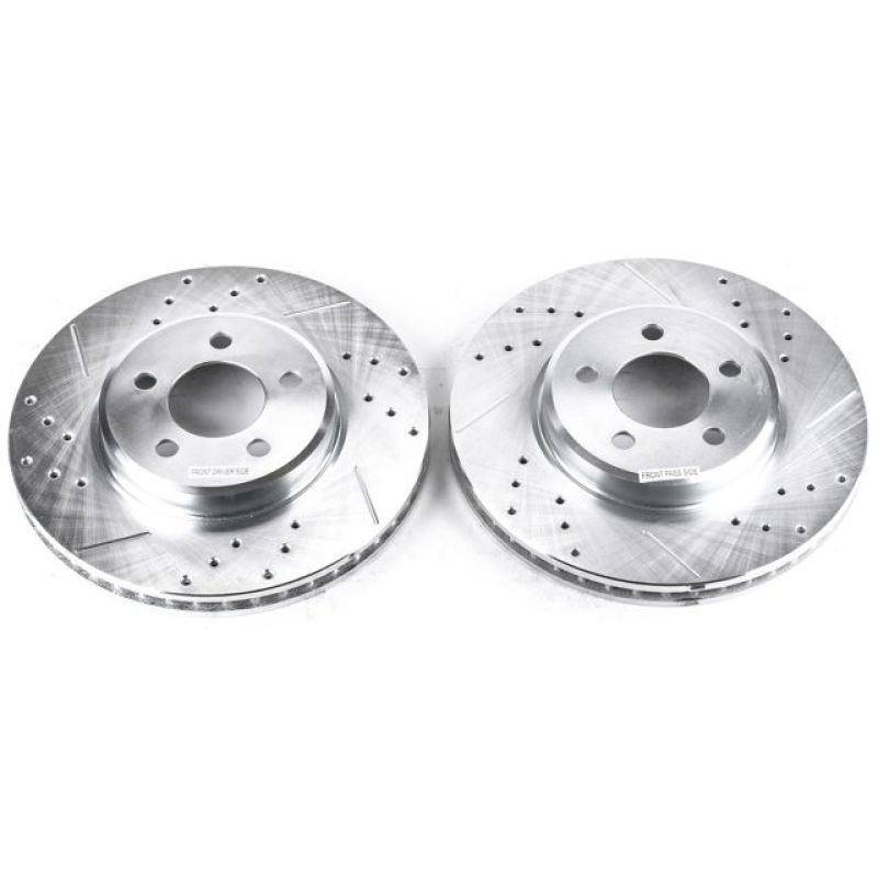 Dodge Charger Brake Rotors (2) - Front - PowerStop - Evolution Drilled & Slotted - Silver - `06-`20