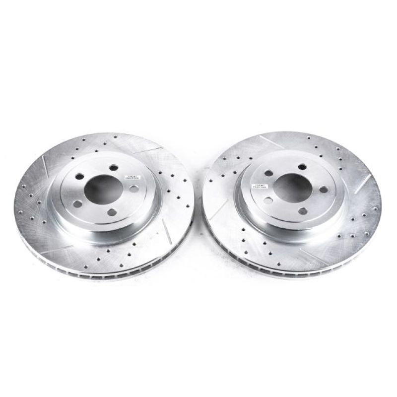 Dodge Charger Brake Rotors (2) - Front - PowerStop - Evolution Drilled & Slotted - Silver - `06-`20