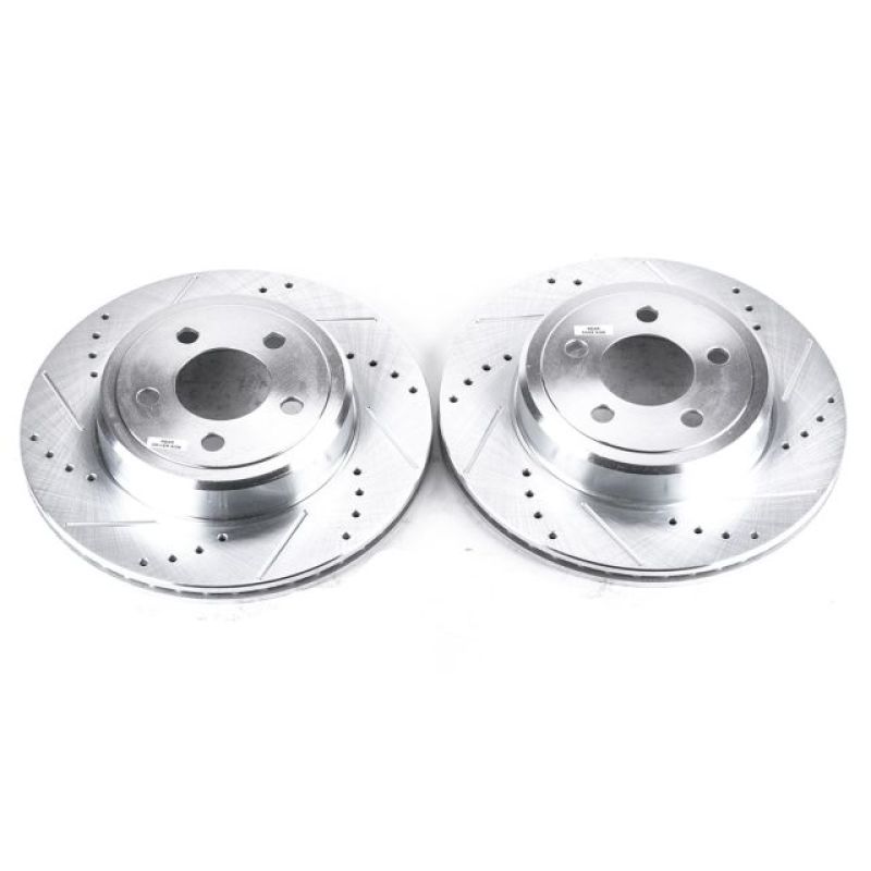 Dodge Charger Brake Rotors (2) - Rear - PowerStop - Evolution Drilled & Slotted - Silver - `06-`20