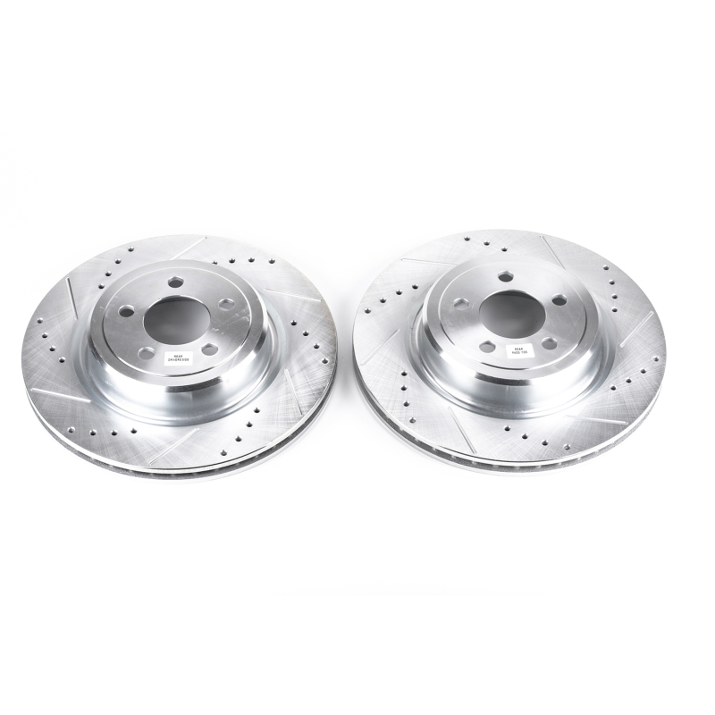 Dodge Charger Brake Rotors (2) - Rear - PowerStop - Evolution Drilled & Slotted - Silver - `06-`18