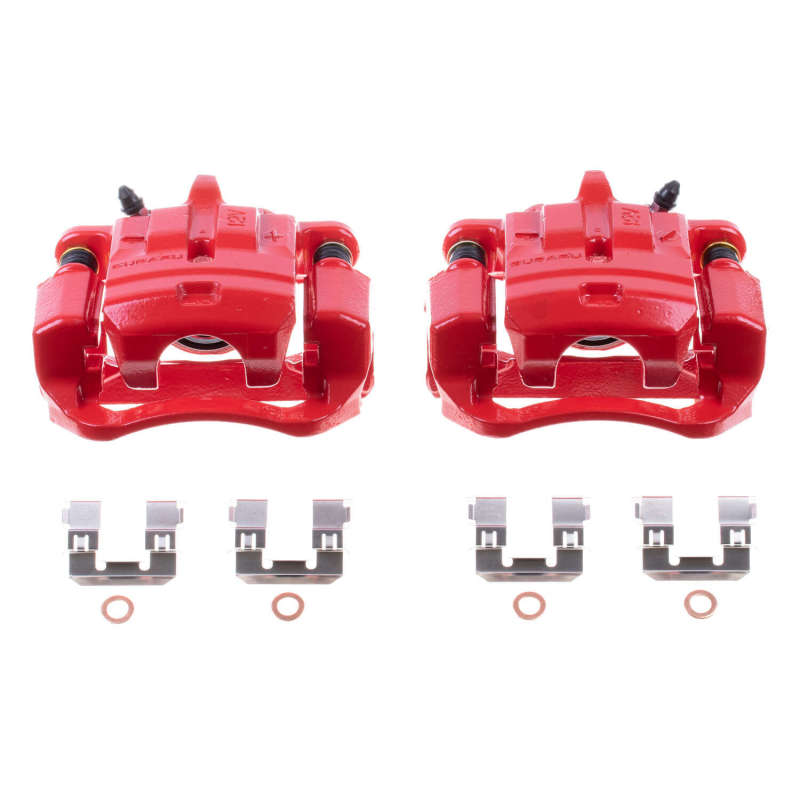 Subaru BRZ Brake Calipers - Rear - PowerStop - Red Powder Coated - Red - `13-`20
