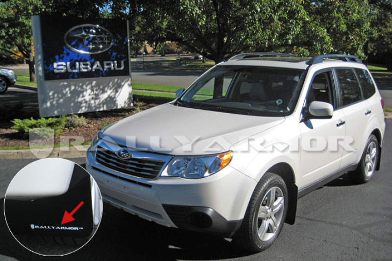 Subaru Forester Mud Flaps - Rally Armor - UR Black with White Logo - Black - `09-`13